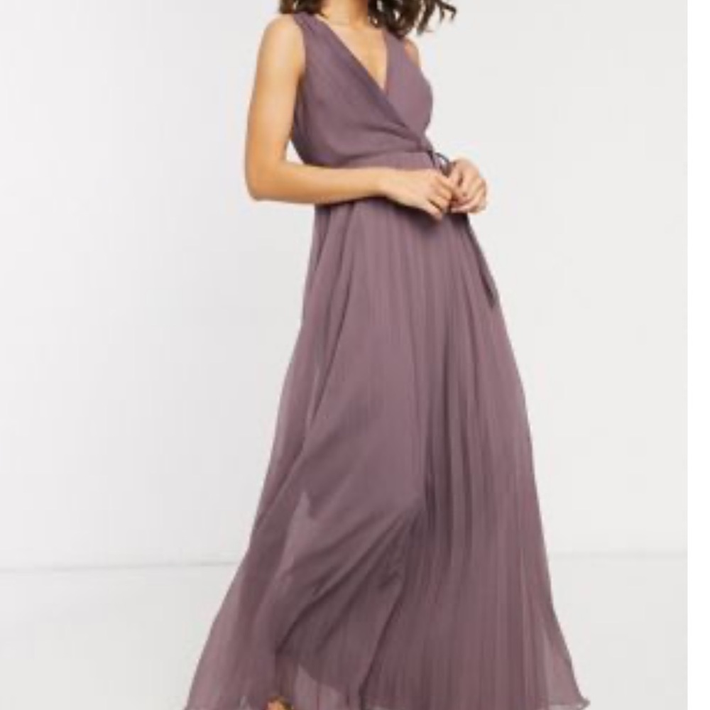 ASOS DESIGN wrap bodice maxi dress with tie waist and pleat skirt